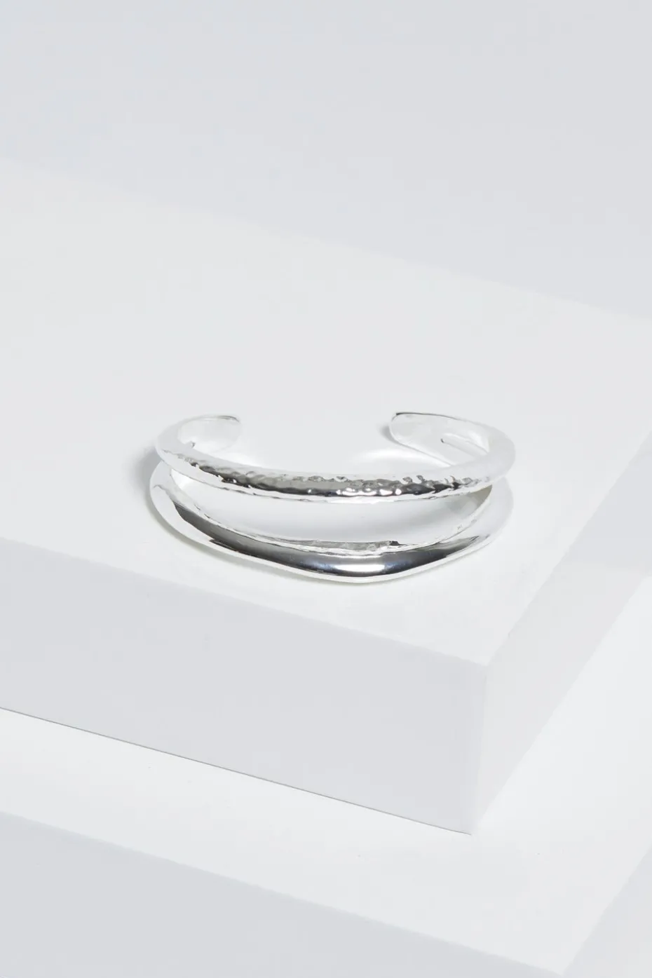 Jon Richard Silver Plated Hammered & Polished Cuff