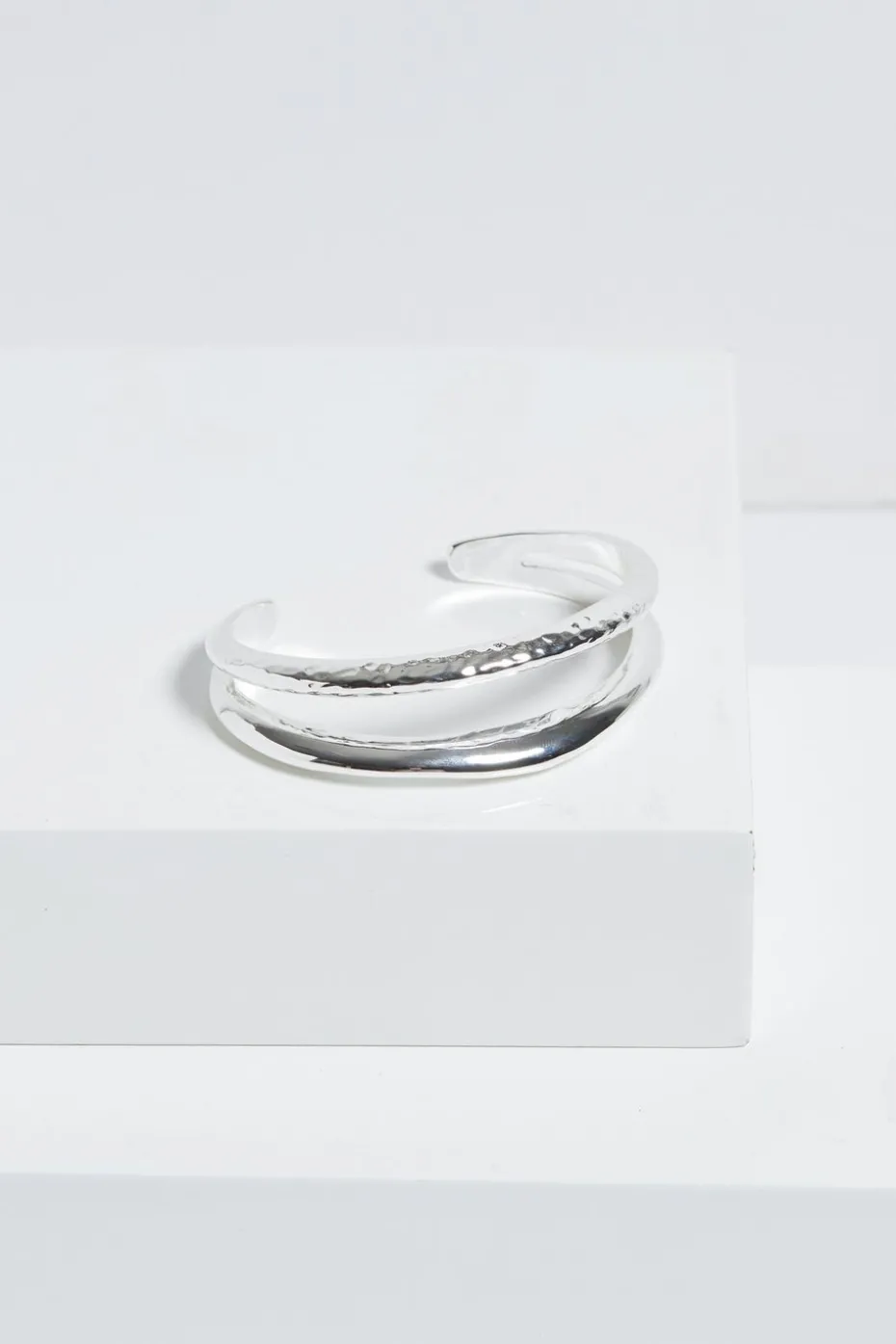 Jon Richard Silver Plated Hammered & Polished Cuff