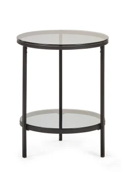 Julian Bowen Black Chicago Circular Lamp Table With Shelf (56 x 45 x 45cm)