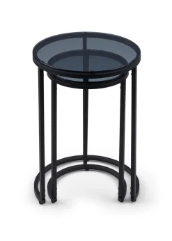 Julian Bowen Black Round Nesting Side Tables Smoked Glass (55 Â x 40 x 40cm)