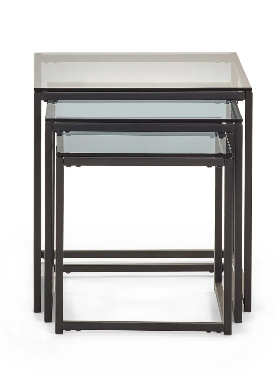 Julian Bowen Chicago Nest Of 3 Tables Smoked Glass (45 x 45 x 45cm)