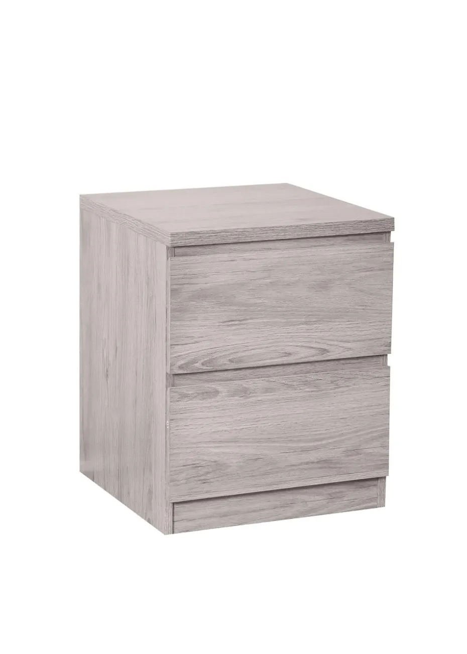 Julian Bowen Jupiter 2 Drawer Bedside in Grey Oak (57 x 45 x 45cm)