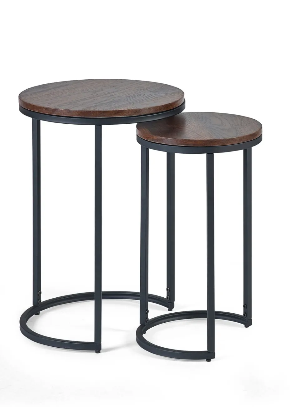Julian Bowen Walnut Tribeca Round Nesting Side Tables (55 x 40 x 40cm)