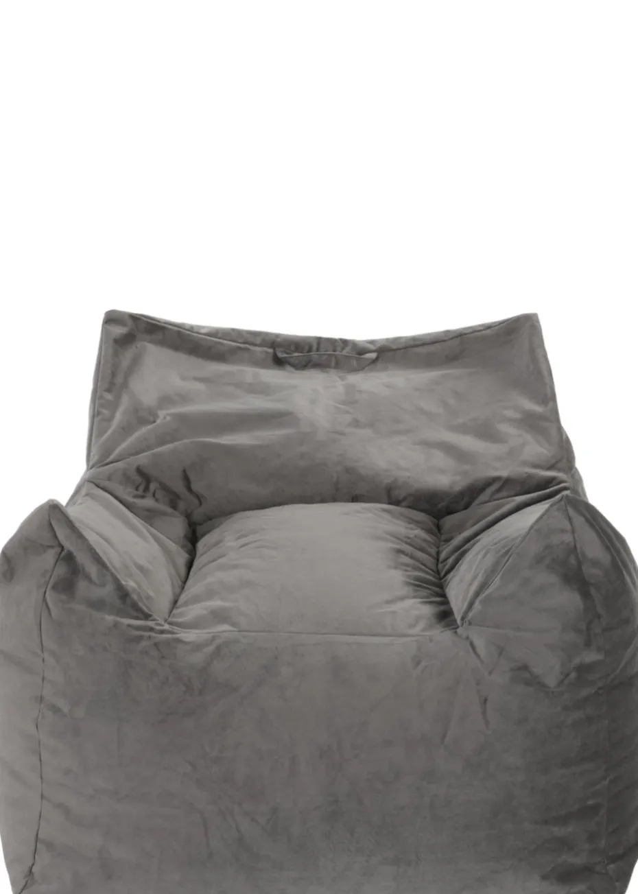 Kaikoo Large Velvet Armchair Beanbag Grey