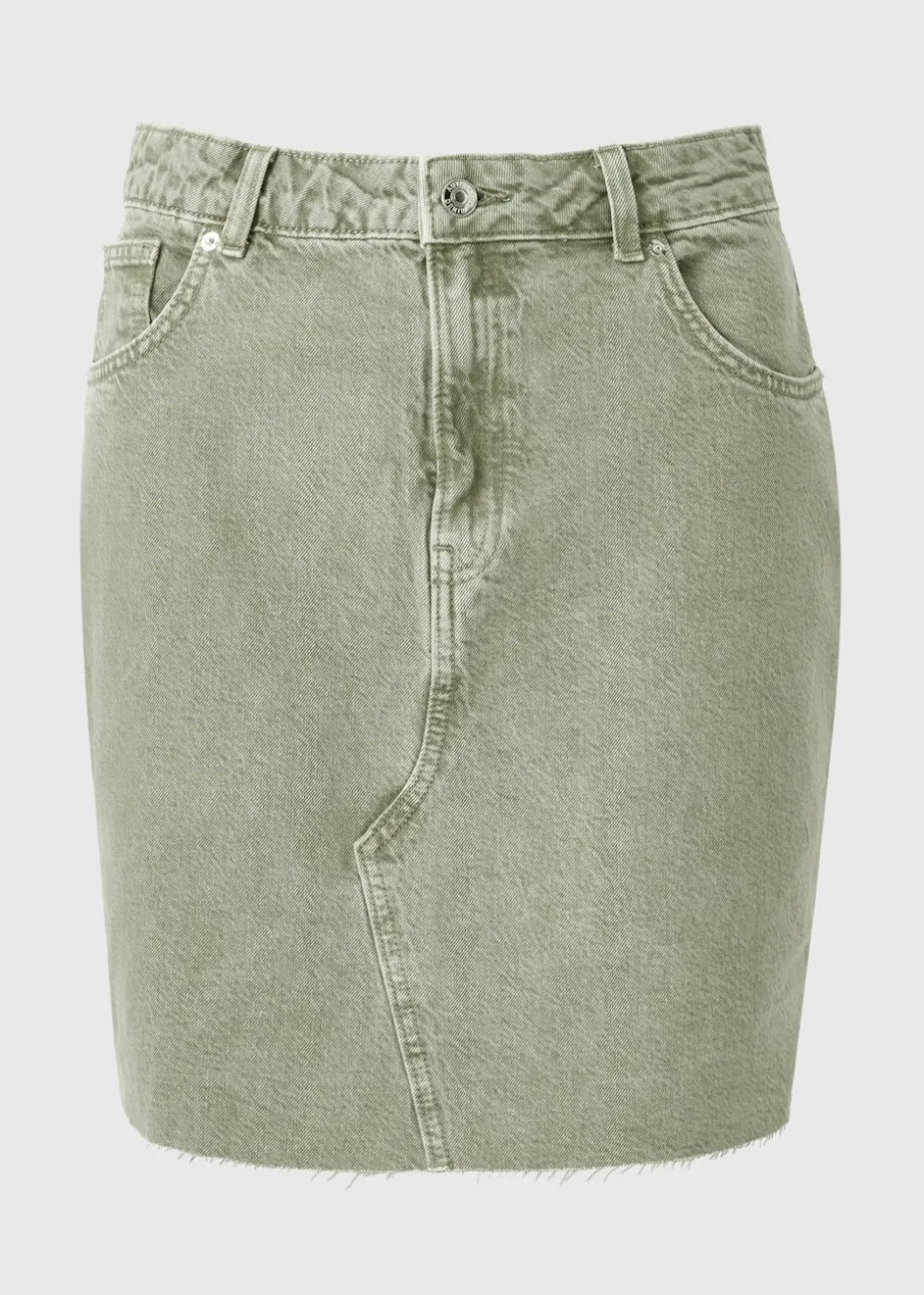 Khaki Denim Mini Skirt