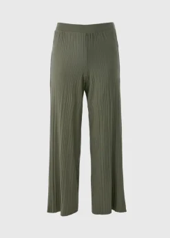 Khaki Plisse Co-Ord Trousers