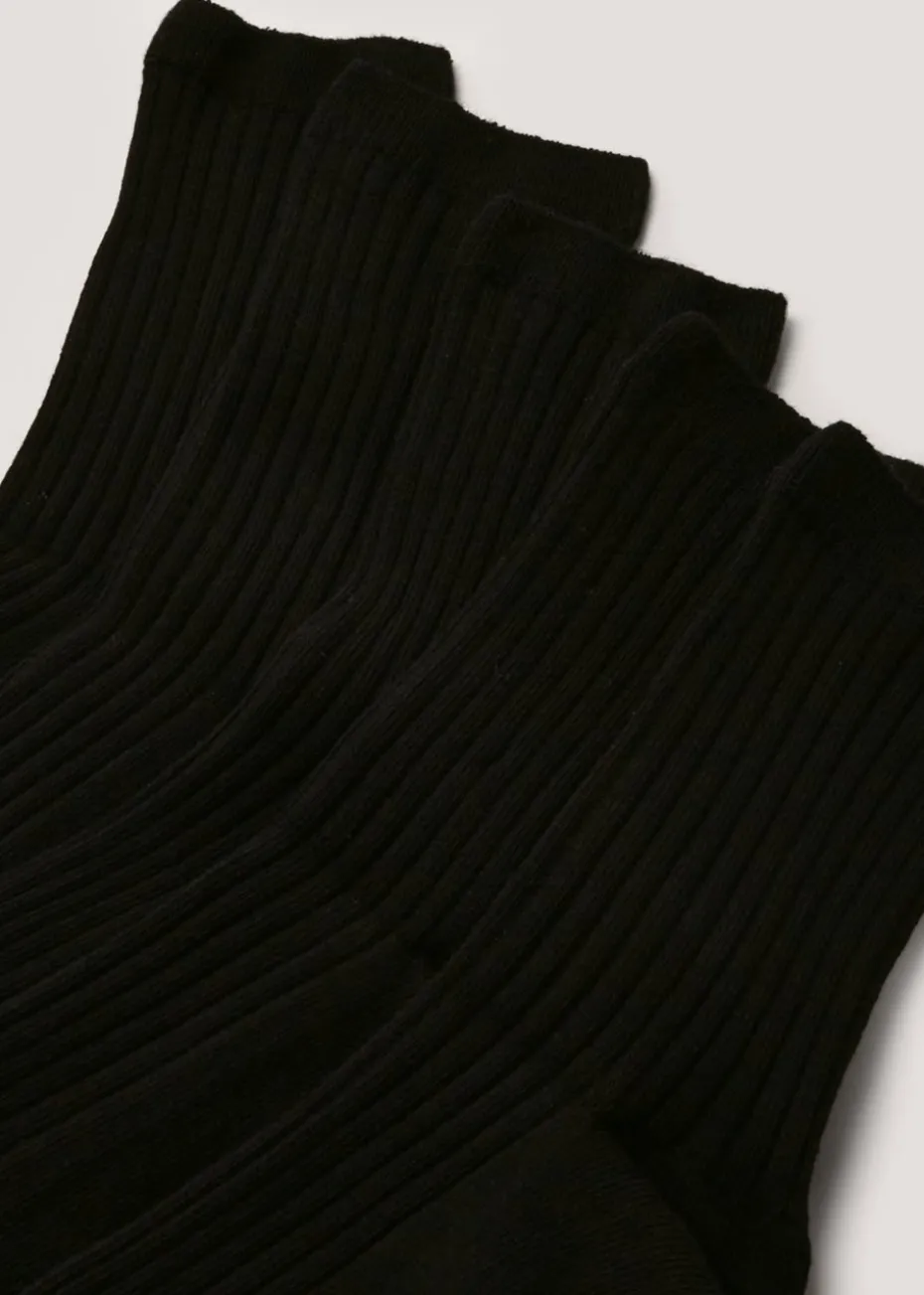 Kids 5 Pack Black Ribbed Socks (Younger 9-Older 6.5)
