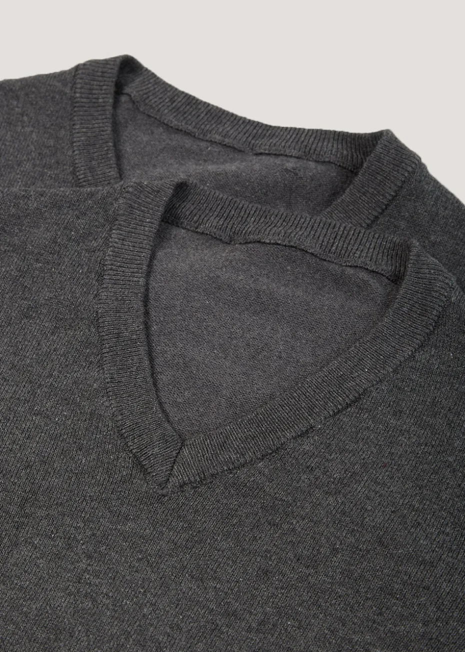 Kids 2 Pack Grey V-Neck School Jumpers (3-13yrs)