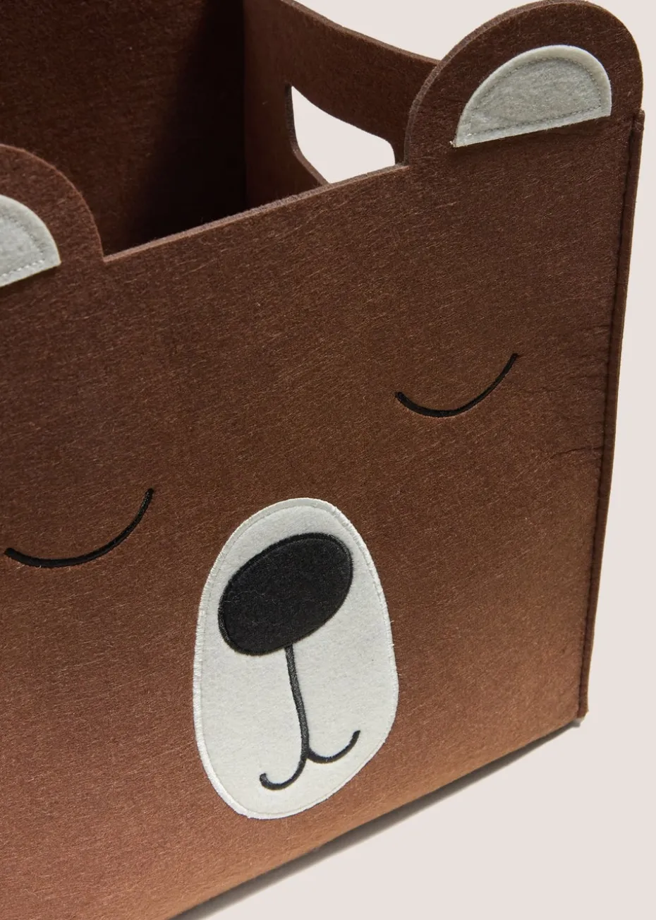 Kids Neutral Felt Fox Basket