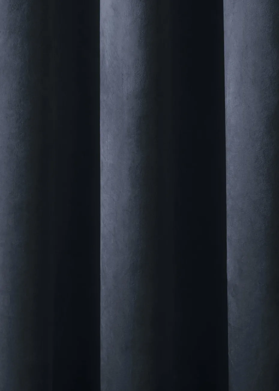 Laurence Llewelyn-Bowen Montrose Velvet Blackout Navy Eyelet Curtains