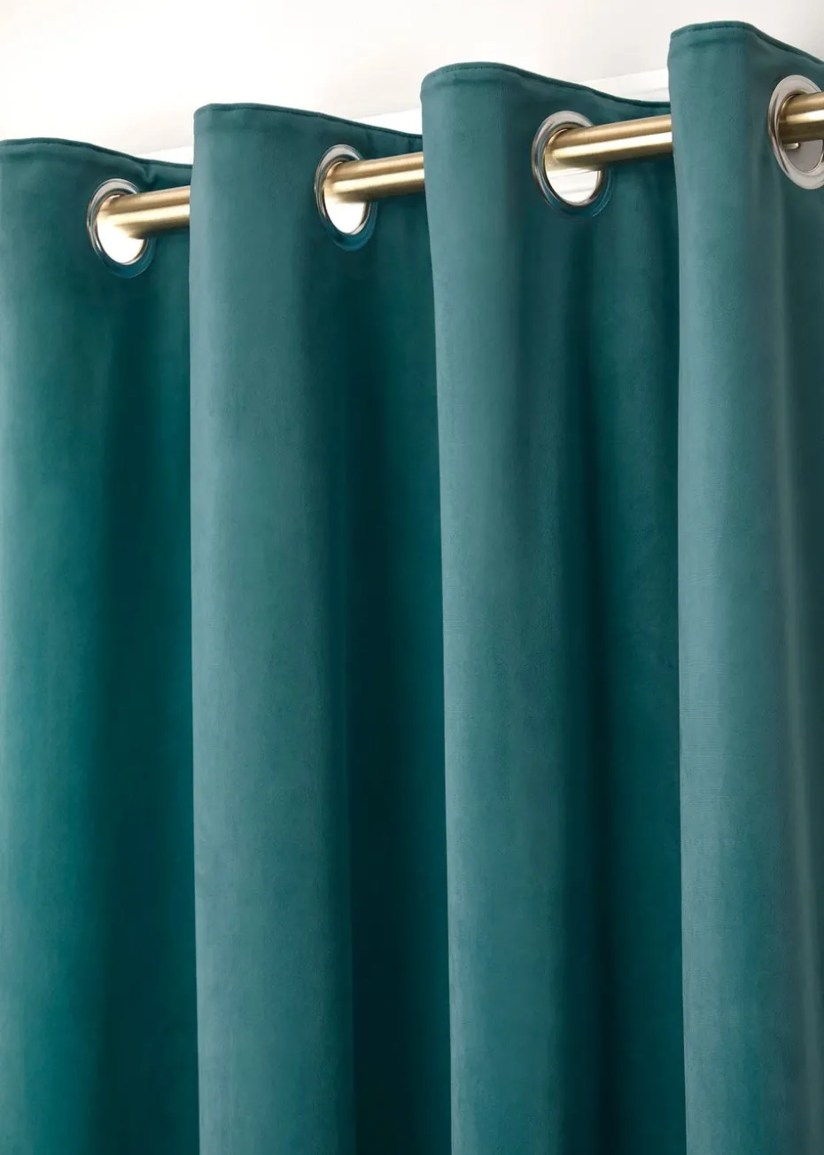 Laurence Llewelyn-Bowen Montrose Velvet Blackout Blue Eyelet Curtains