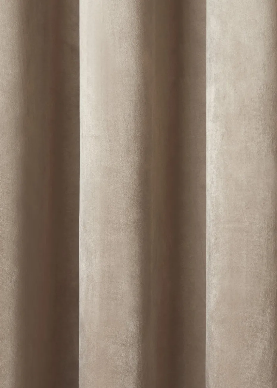 Laurence Llewelyn-Bowen Montrose Velvet Blackout Beige Eyelet Curtains