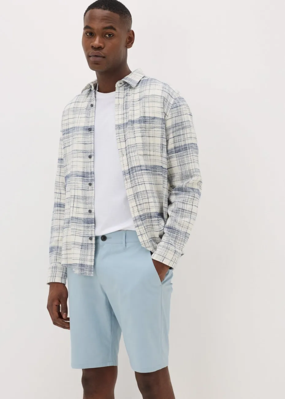 Light Blue Straight Fit Chino Shorts