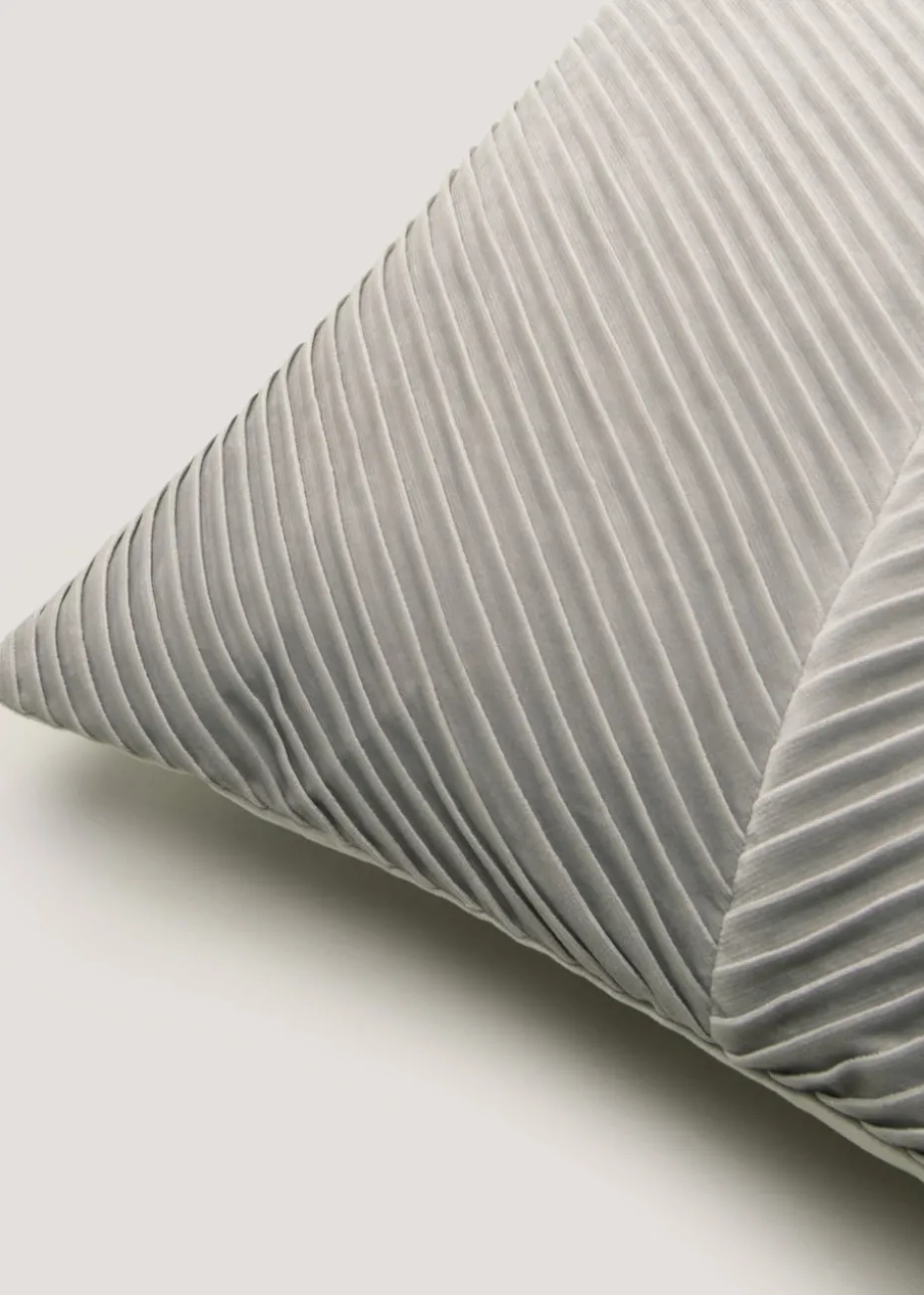 Light Grey Pleated Velvet Cushion