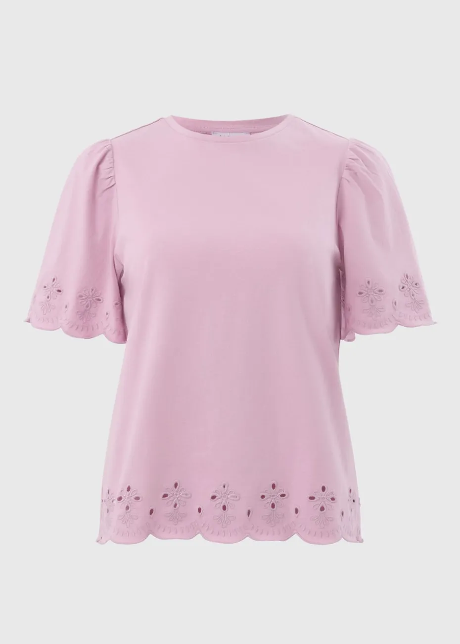 Lilac Floral Cut Out T-Shirt