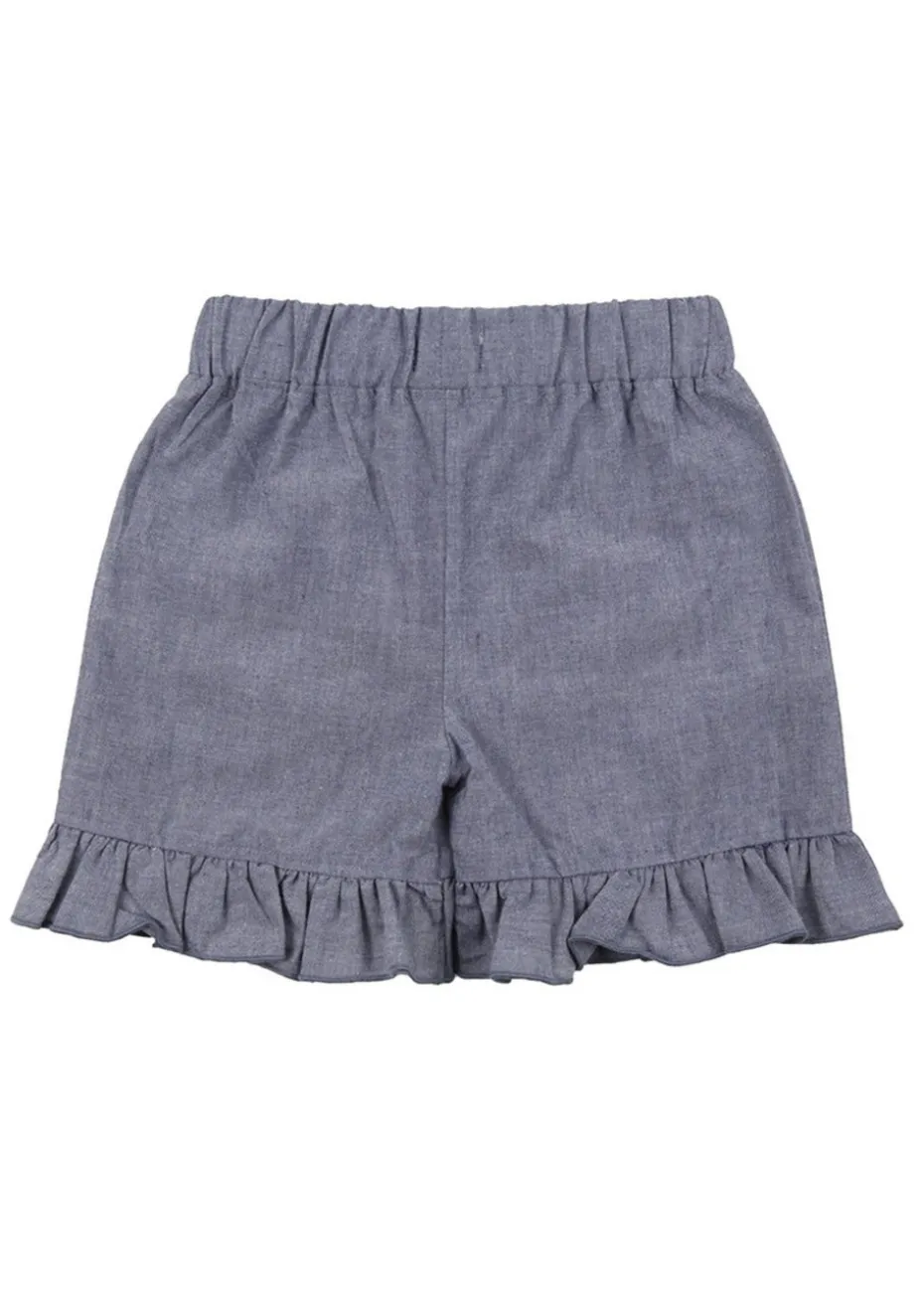 Lilly & Sid Blue Busy Bee Applique Shorts (24 Months- 8 Years)