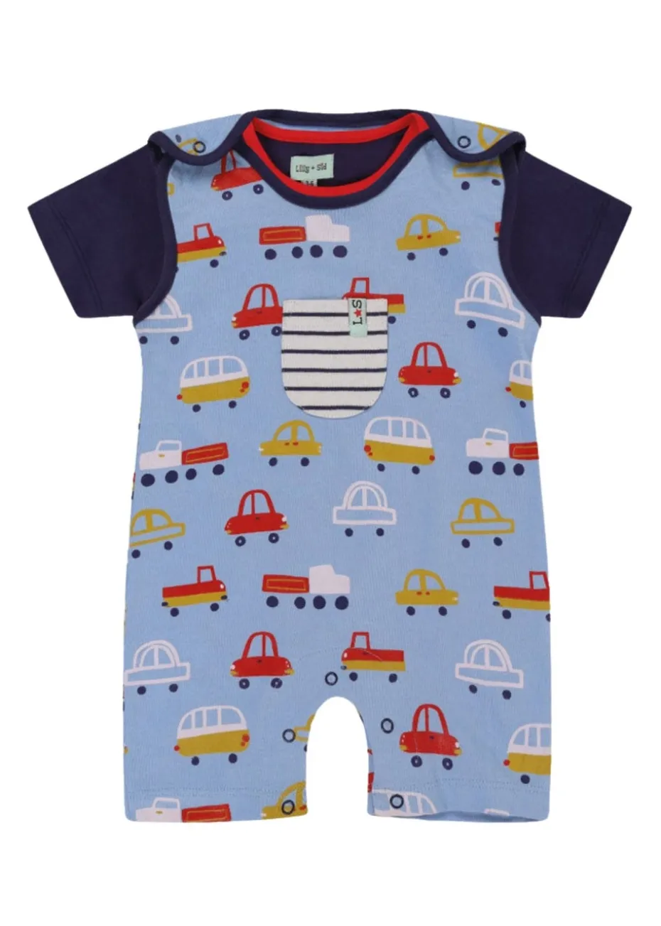 Lilly & Sid Multicoloured Car Print Top & Romper Set (0- 24 Months)