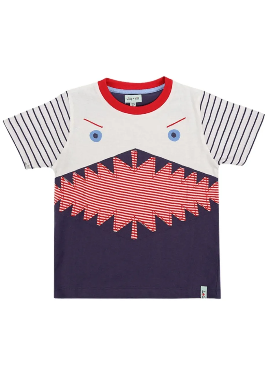 Lilly & Sid Multicoloured Shark Applique T-Shirt (24 Months- 8 Years)
