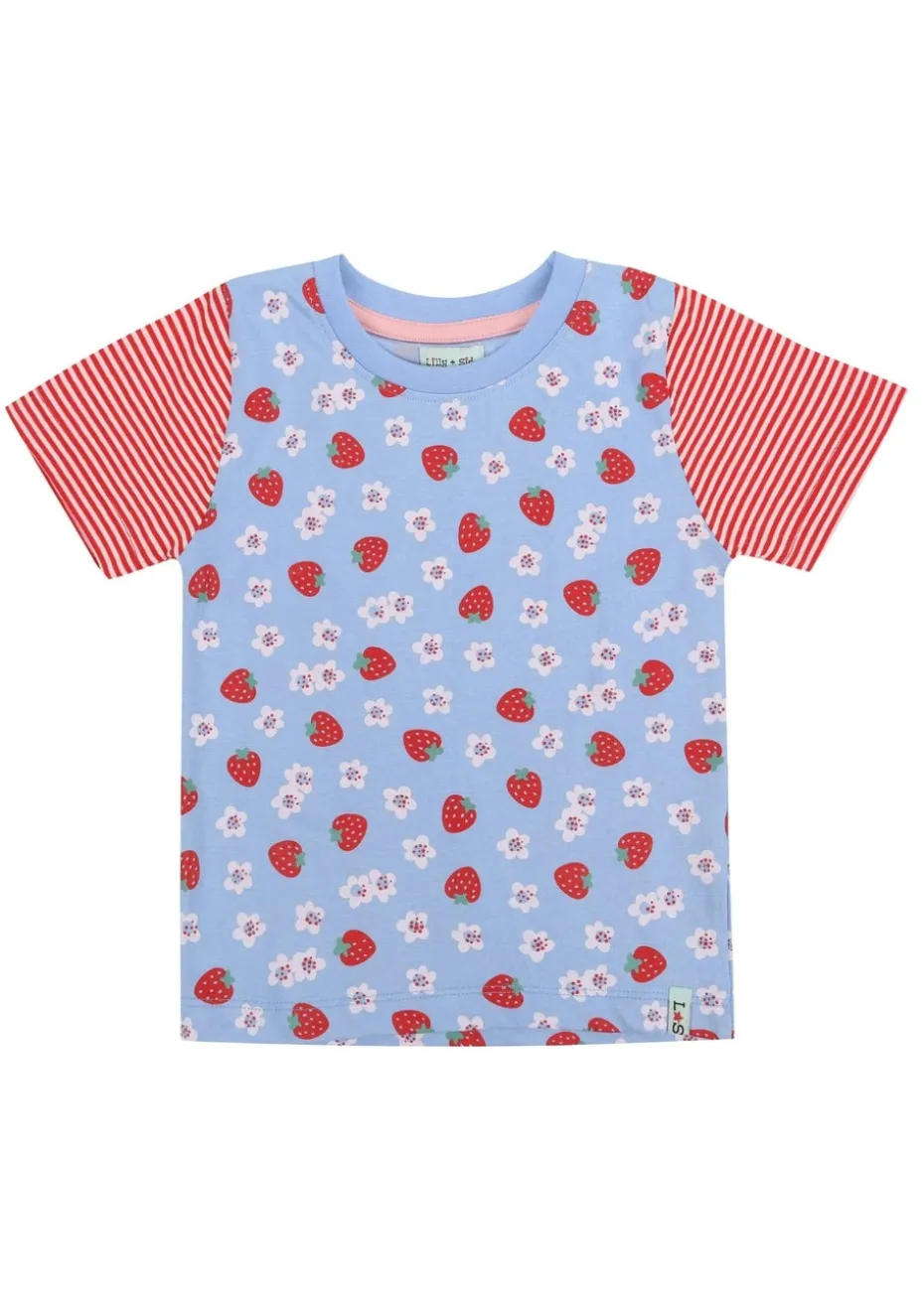 Lilly & Sid Multicoloured Strawberry & Stripe Print Top 2 pack (0-8 Years)