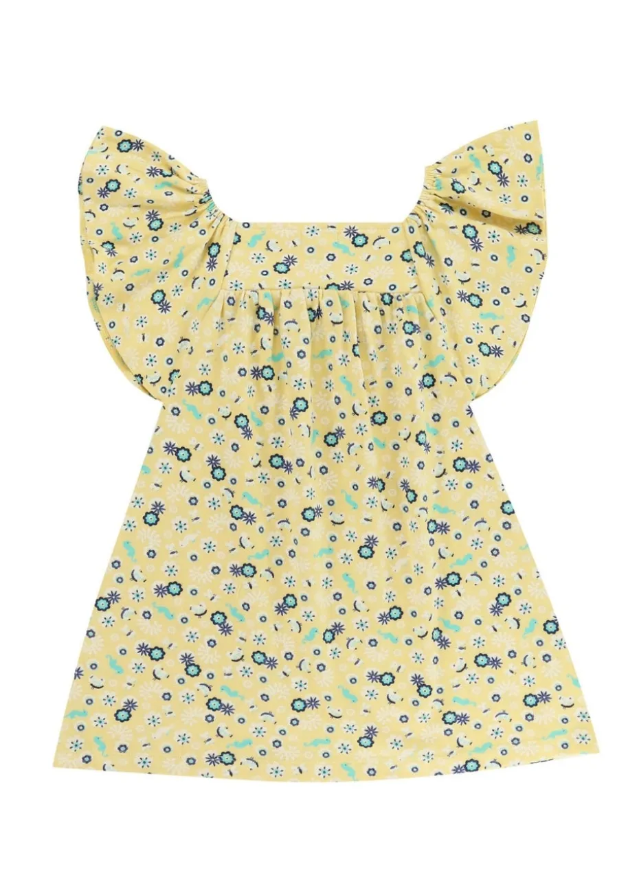Lilly & Sid Yellow Sea Floral Print Dress (24 Months- 7 Years)