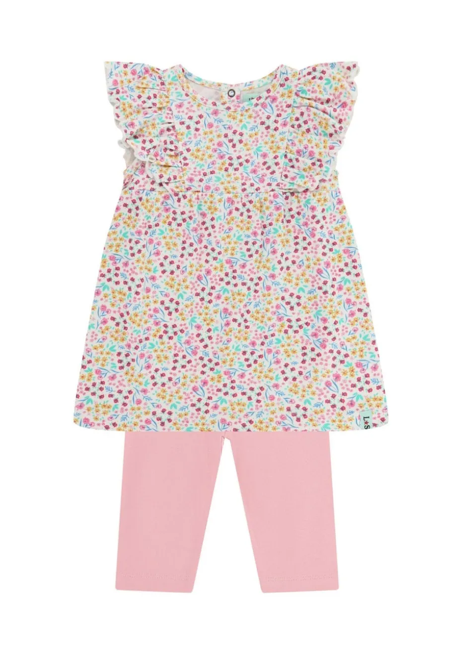 Lily & Sid Pink Mini Floral Print Dress & Legging Set (0 - 24 Months)