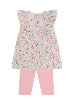 Lily & Sid Pink Mini Floral Print Dress & Legging Set (0 - 24 Months)