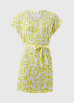 Lime Leaf Print Jersey Kaftan