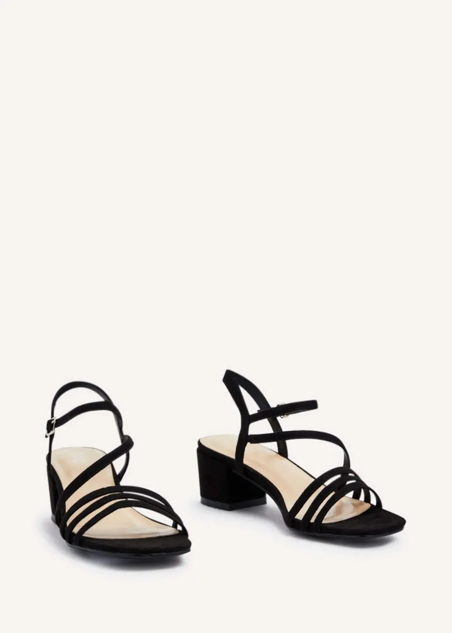 Linzi Afia Black Faux Suede Strappy Heeled Sandal