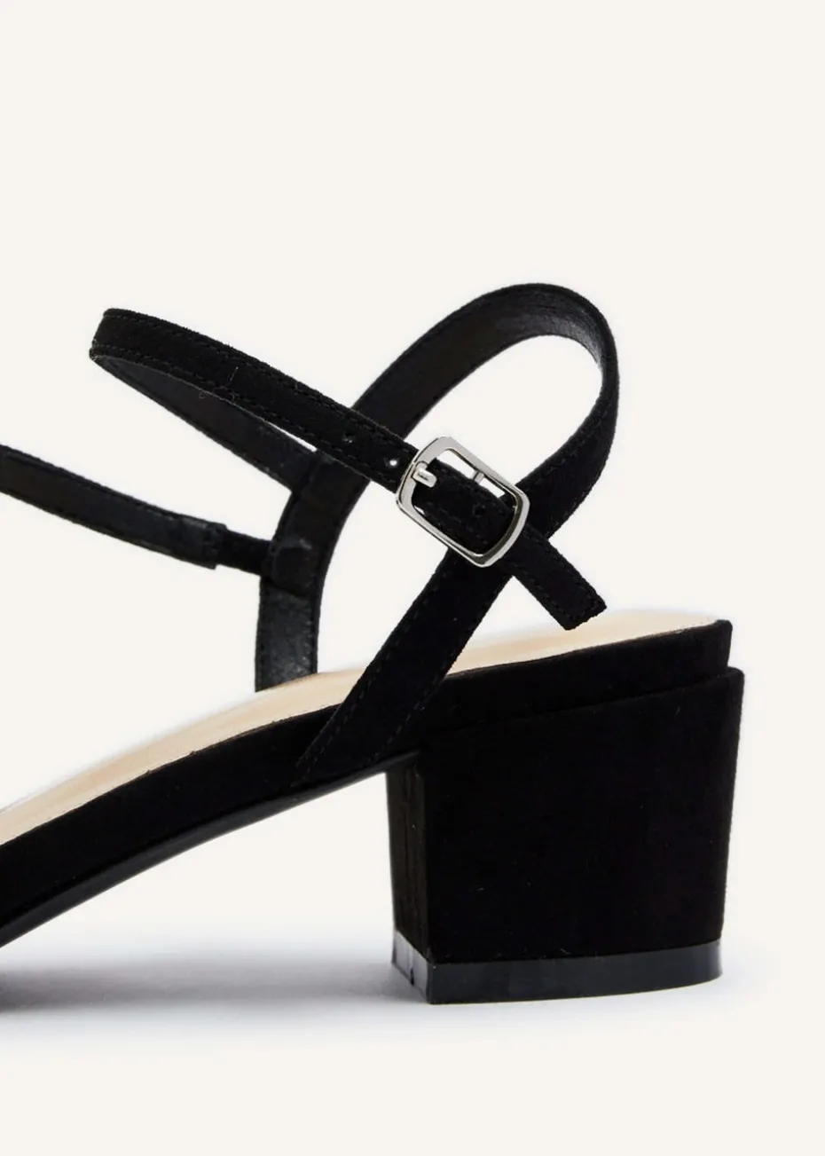 Linzi Afia Black Faux Suede Strappy Heeled Sandal