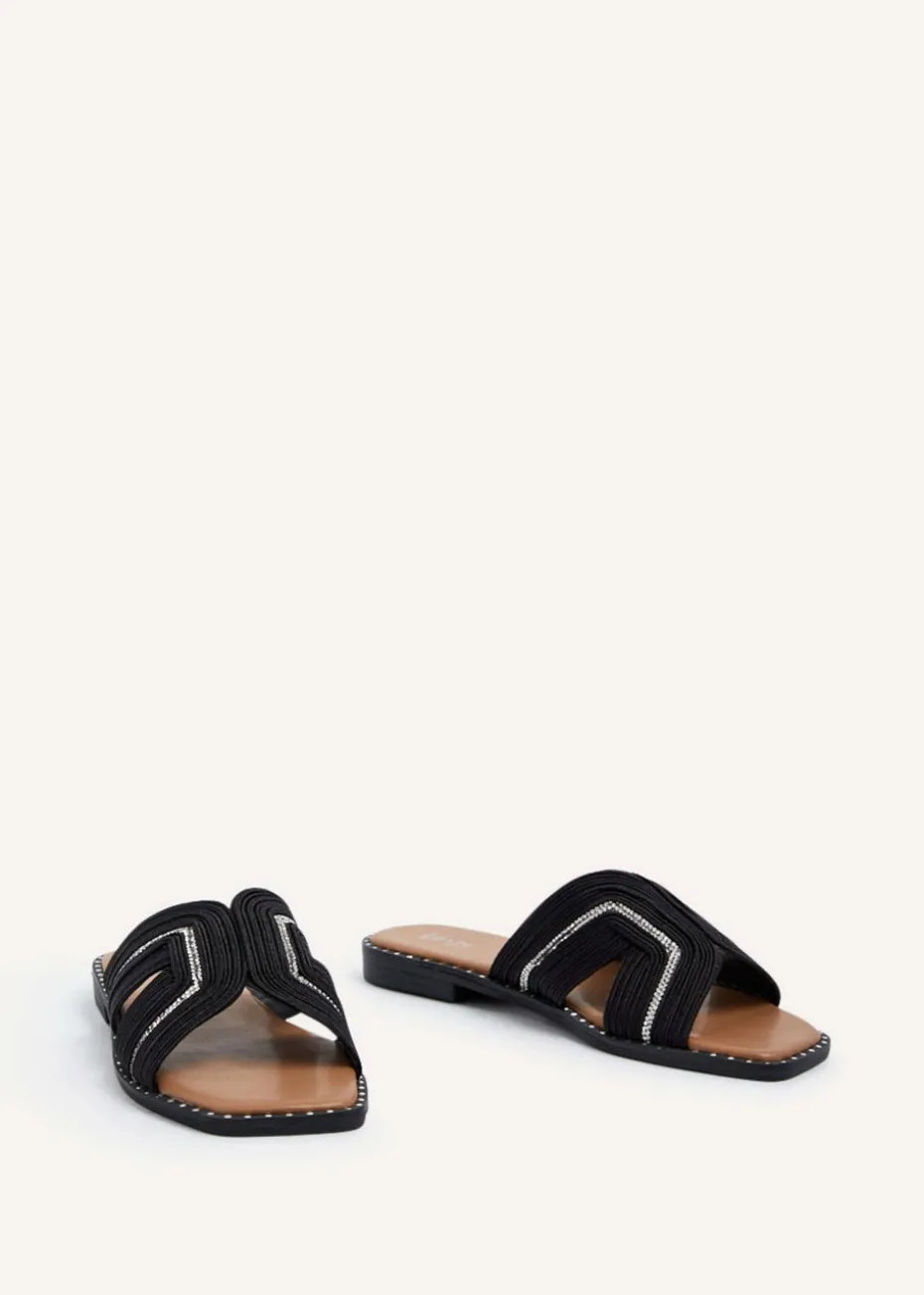 Linzi Amour Black Link Diamante Strap Sandal