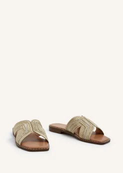 Linzi Amour Gold Link Diamante Strap Sandal