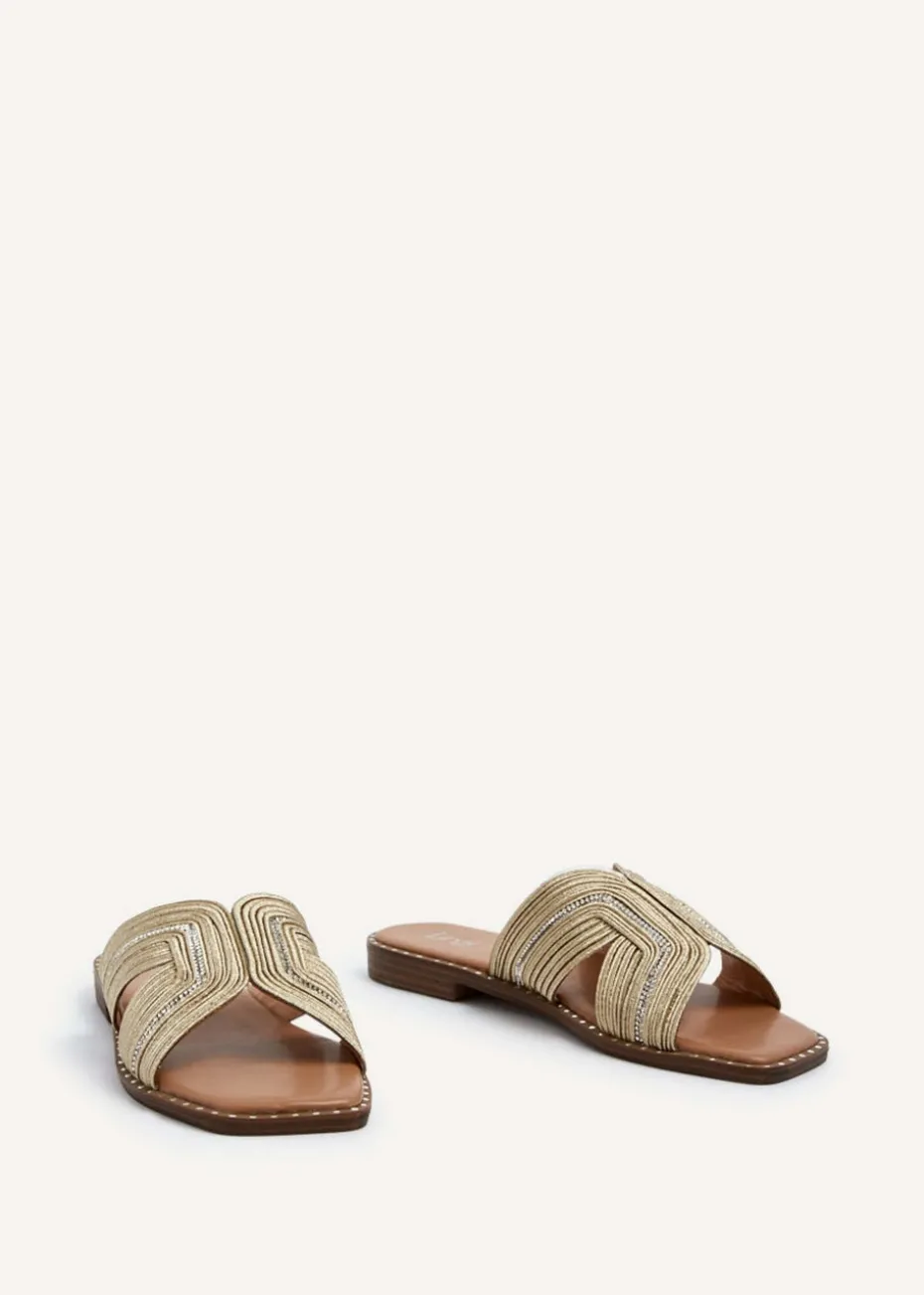 Linzi Amour Gold Link Diamante Strap Sandal