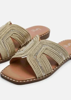 Linzi Amour Gold Link Diamante Strap Sandal