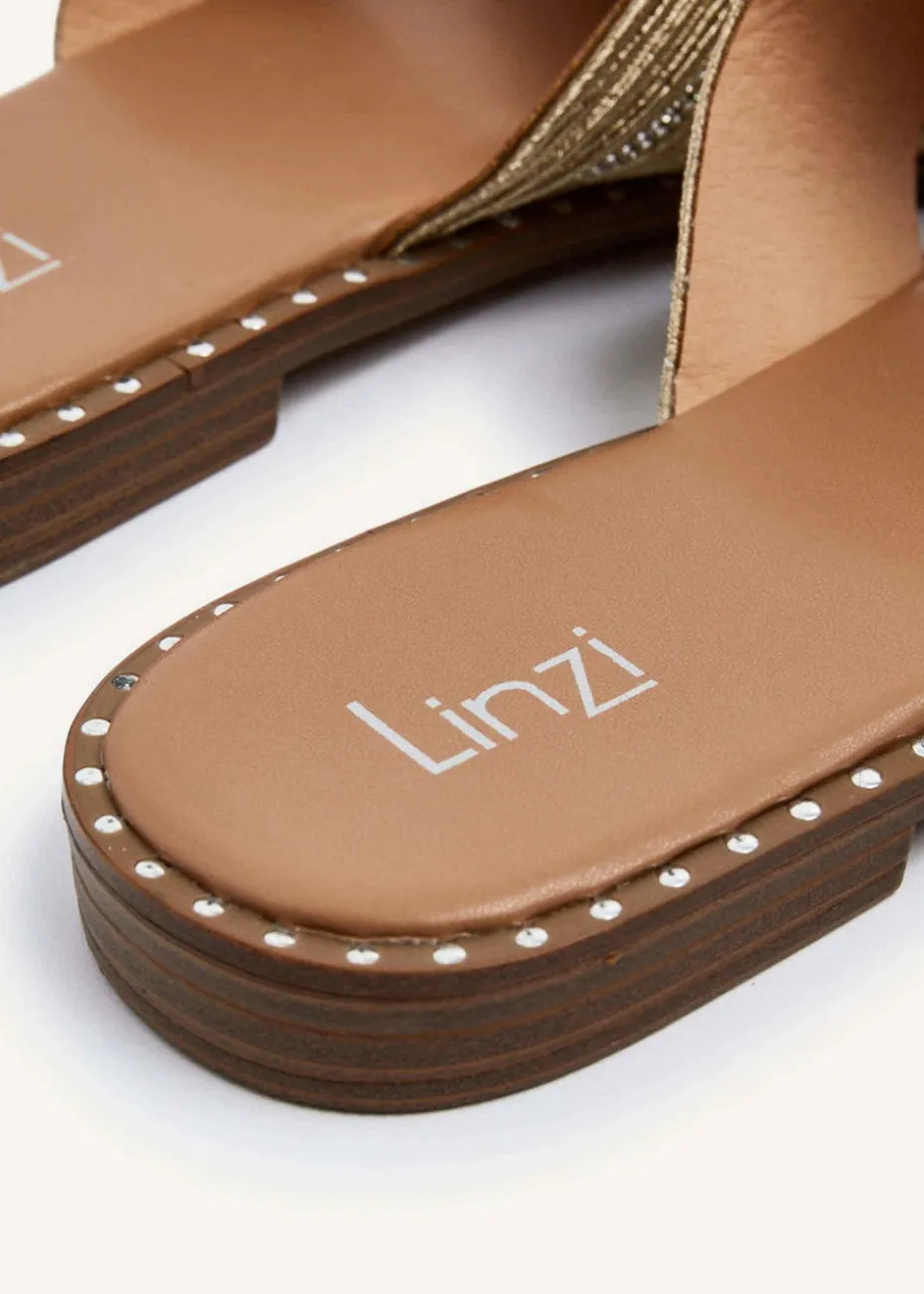Linzi Amour Gold Link Diamante Strap Sandal