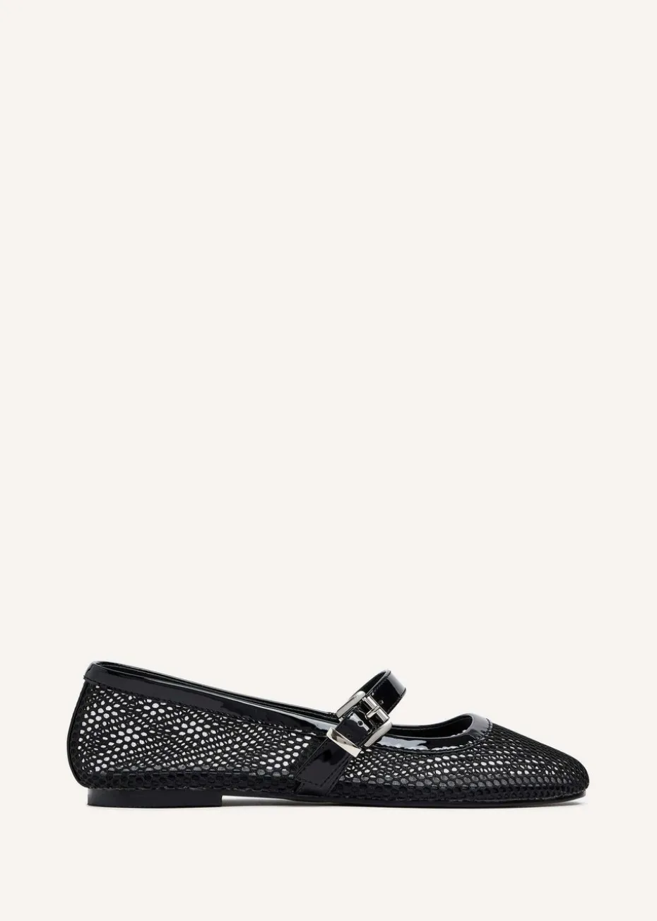 Linzi Arielle Black Mesh Mary Jane Pump