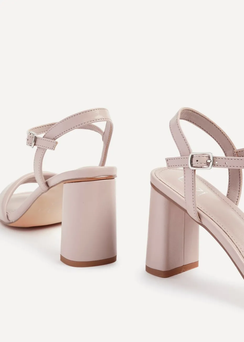 Linzi Balfour Mocha Faux Leather Block Heeled Sandal