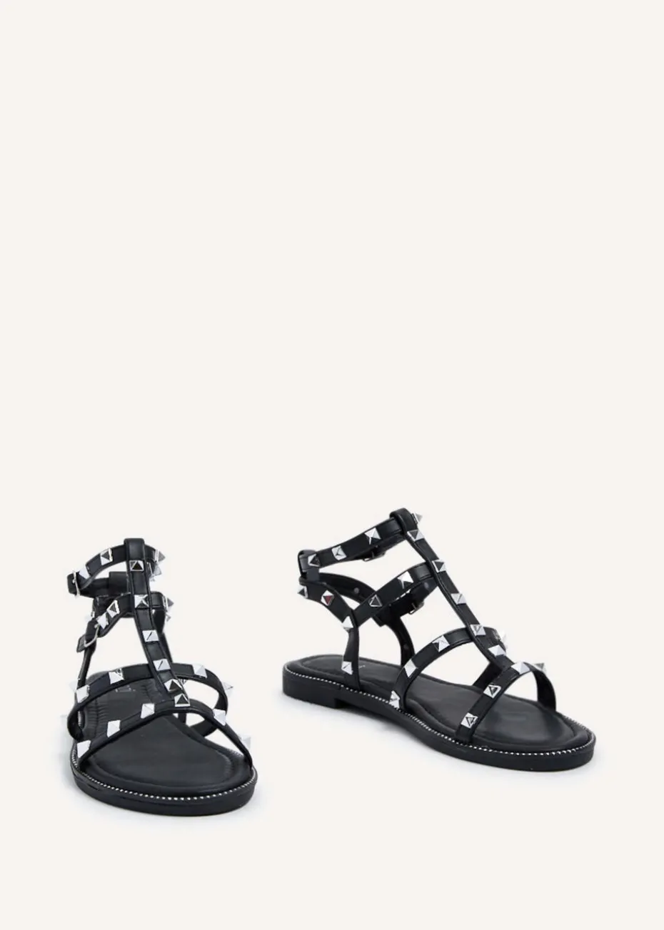 Linzi Billie Black Studded Gladiator Sandal