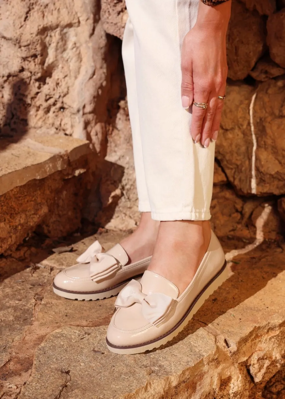 Linzi Cathy Camel Patent Classic Slip On Loafer