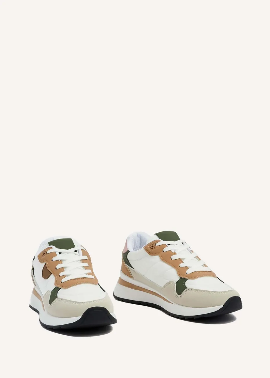 Linzi Clapham Beige Two-Tone Wedged Trainer