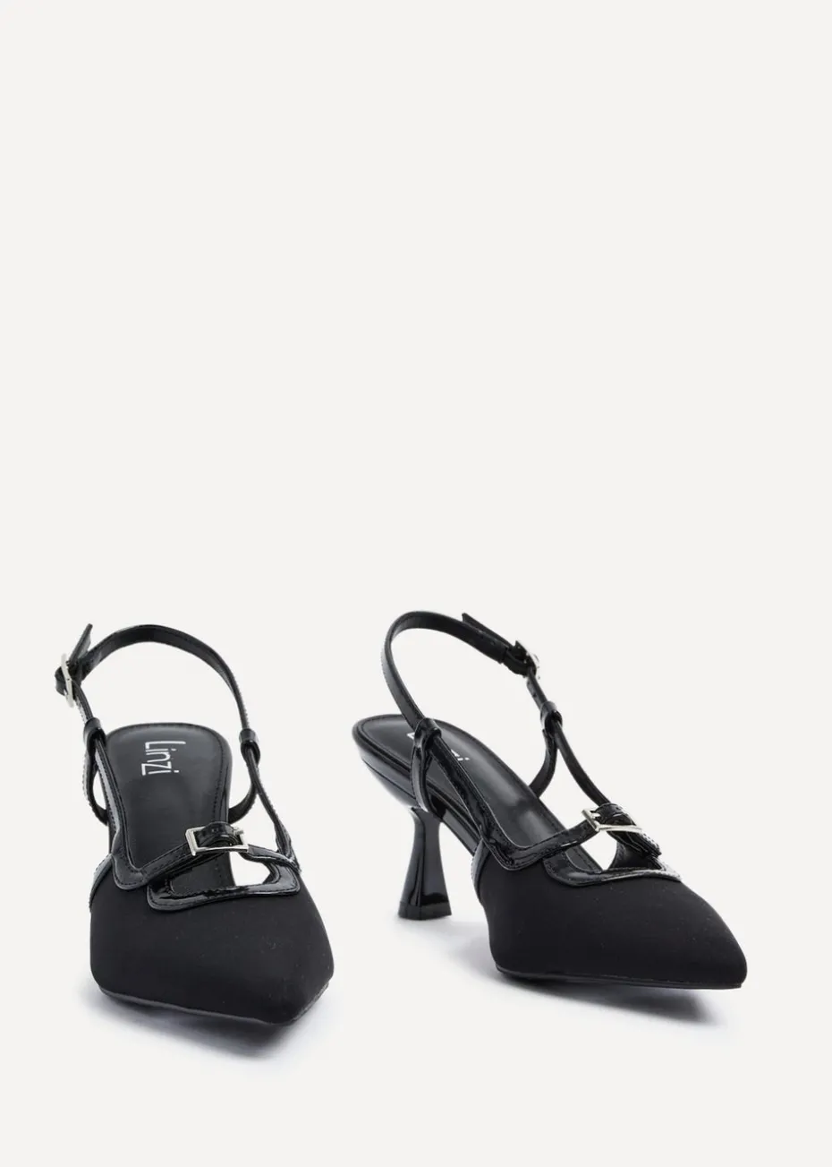 Linzi Constance Black Faux Leather Stiletto Court Heel