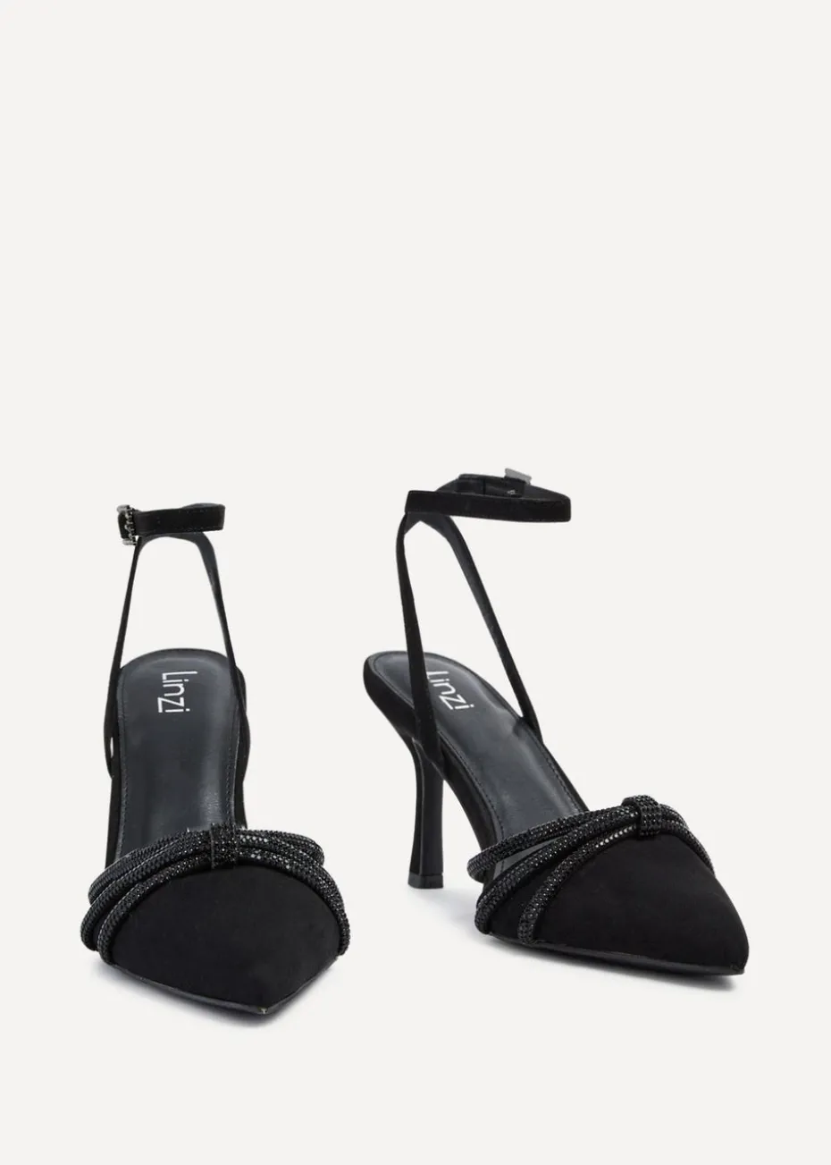 Linzi Deana Black Faux Suede Court Heel