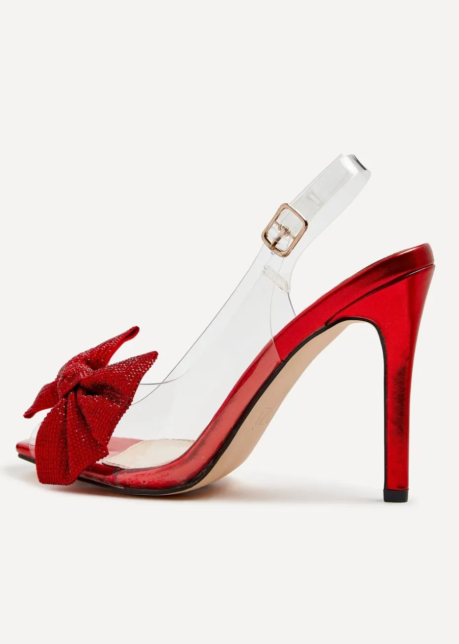 Linzi Divine Red Metallic & Perspex Heels