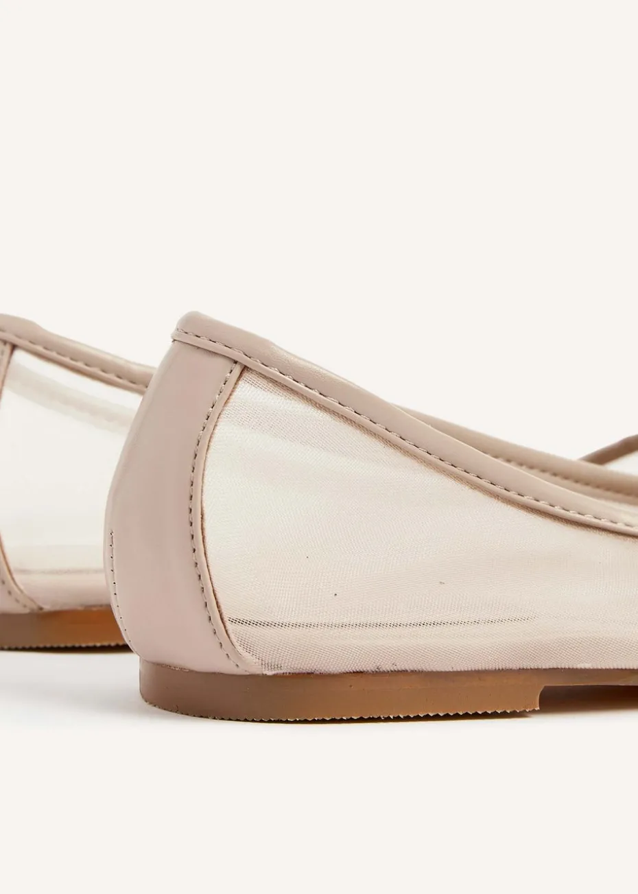 Linzi Elara Nude Mesh & Faux Leather Mary Jane Pump