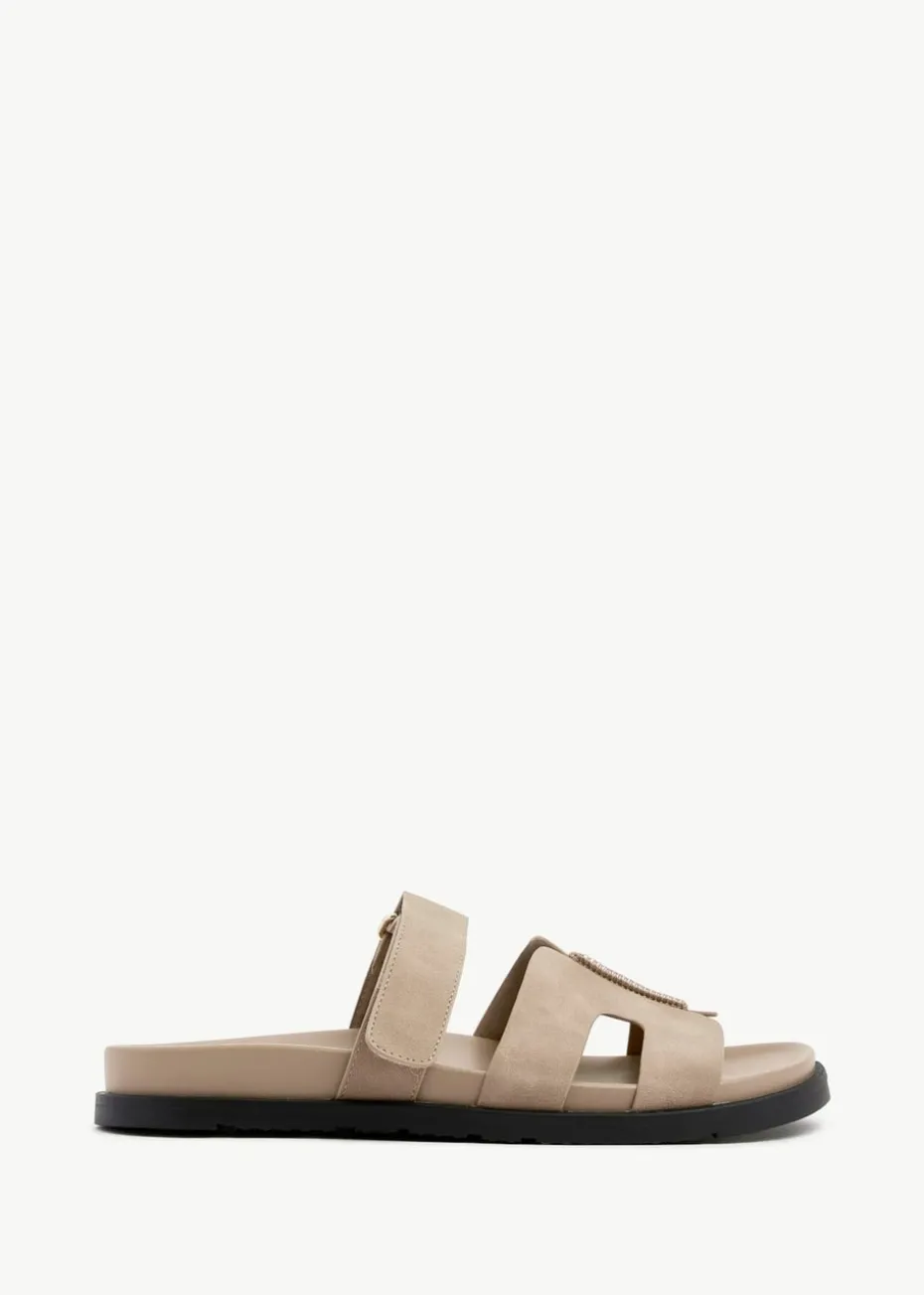 Linzi Emmy Taupe Faux Nubuck Footbed Linked Design Sandal