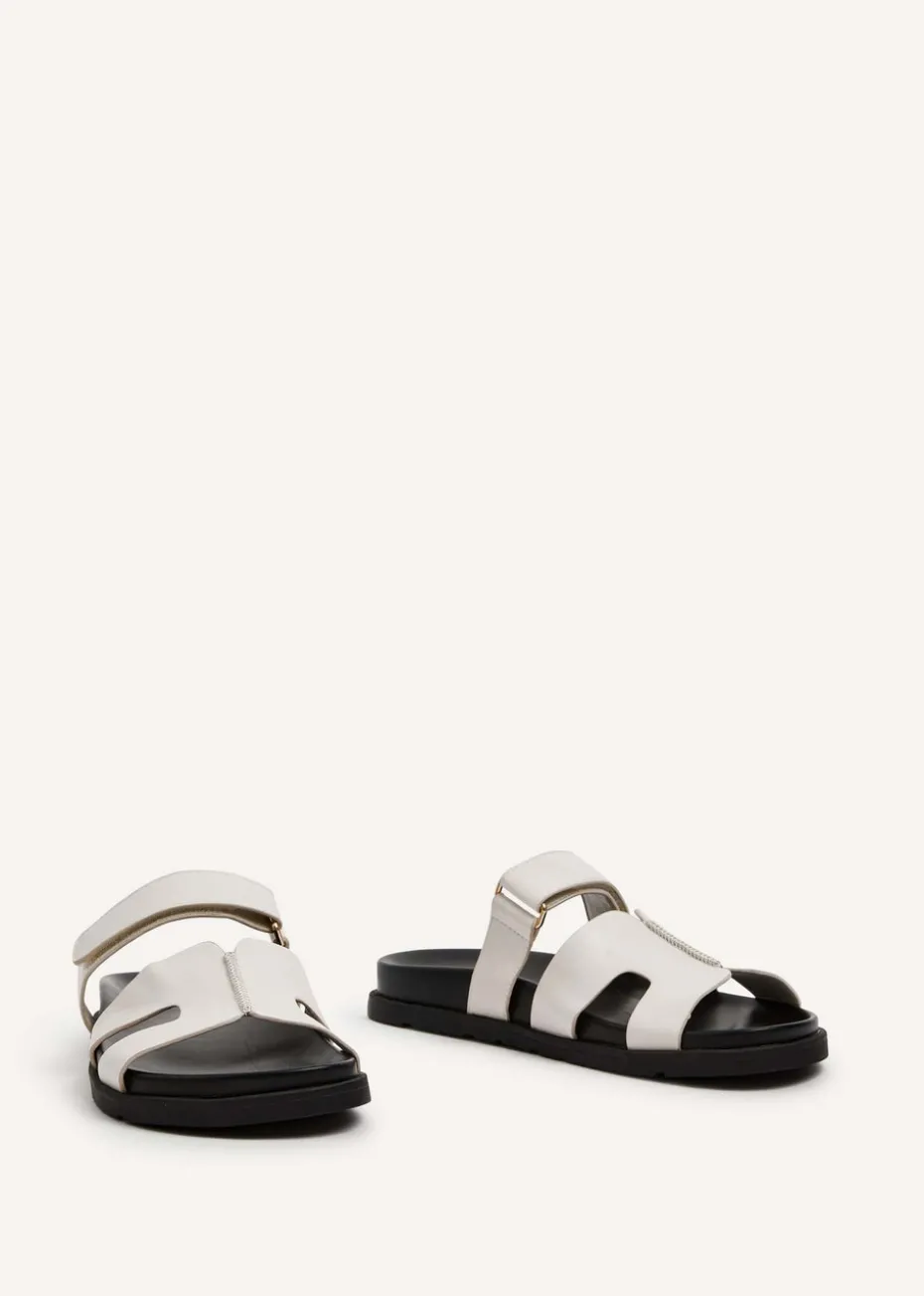 Linzi Emmy White Faux Leather Footbed Linked Design Sandal