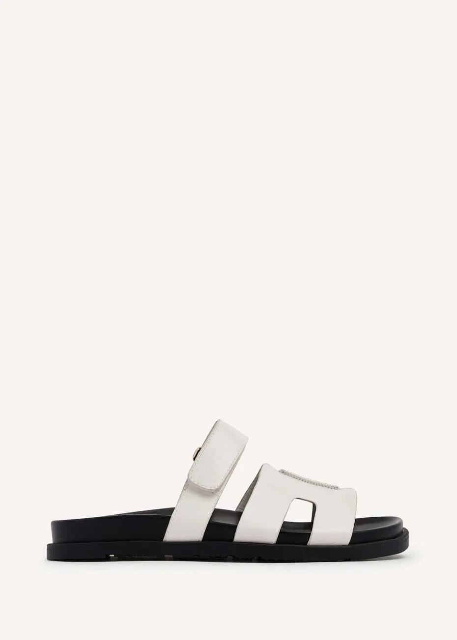 Linzi Emmy White Faux Leather Footbed Linked Design Sandal