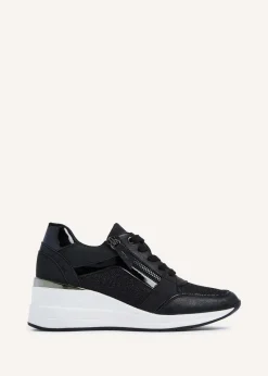 Linzi Everett Black Glitter Wedged Trainer