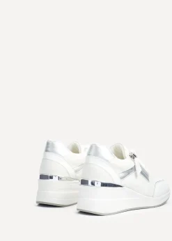 Linzi Everett White & Silver Wedged Trainer