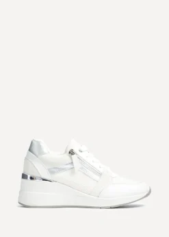 Linzi Everett White & Silver Wedged Trainer