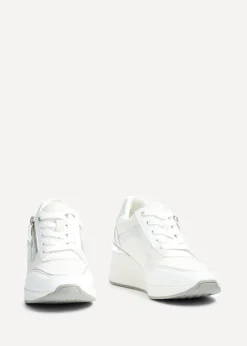 Linzi Everett White & Silver Wedged Trainer